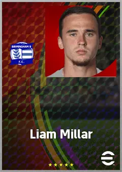 Liam Millar eFootball 2026 player card, 71 OVR LMF