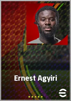 Ernest Agyiri eFootball 2026 player card, 65 OVR RWF