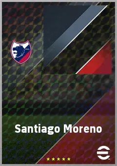 Santiago Moreno eFootball 2026 player card, 72 OVR RWF