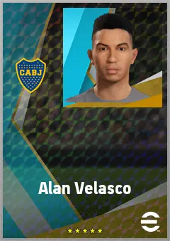 Alan Velasco eFootball 2026 player card, 75 OVR LWF