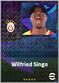 Wilfried Singo eFootball 2026 player card, 77 OVR CB
