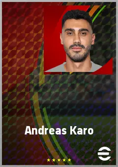 Andreas Karo eFootball 2026 player card, 71 OVR CB