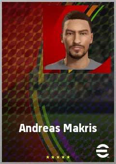 Andreas Makris eFootball 2026 player card, 70 OVR CF