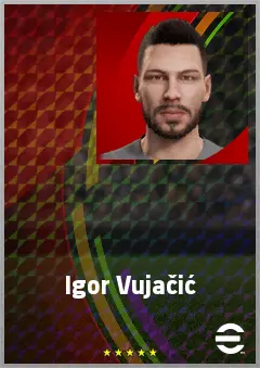 Igor Vujačić eFootball 2026 player card, 73 OVR CB