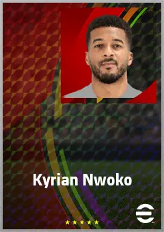 Kyrian Nwoko eFootball 2026 player card, 65 OVR CF