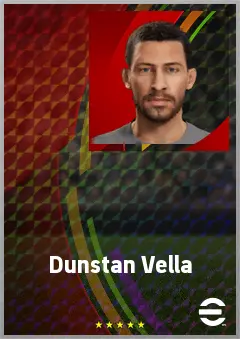 Dunstan Vella eFootball 2026 player card, 65 OVR DMF