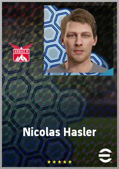 Nicolas Hasler eFootball 2026 player card, 67 OVR CMF