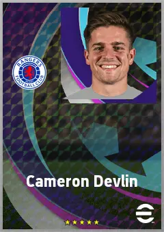 Cameron Devlin eFootball 2026 player card, 71 OVR DMF
