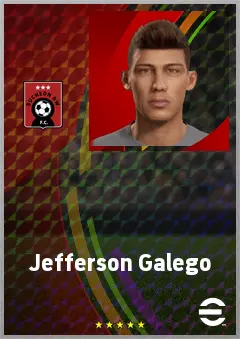 Jefferson Galego eFootball 2026 player card, 68 OVR RWF