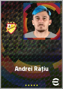 Andrei Rațiu eFootball 2026 player card, 76 OVR RB