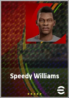 Speedy Williams eFootball 2026 player card, 69 OVR CMF