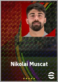 Nikolai Muscat eFootball 2026 player card, 64 OVR CMF