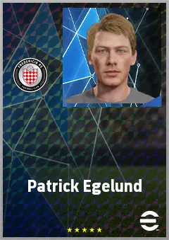 Patrick Egelund eFootball 2026 player card, 64 OVR CF