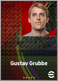 Gustav Grubbe eFootball 2026 player card, 65 OVR CMF
