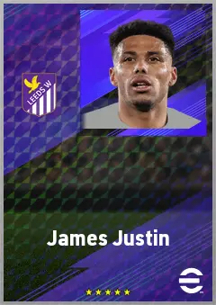 James Justin eFootball 2026 player card, 75 OVR RB