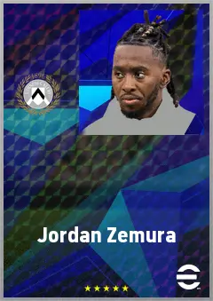 Jordan Zemura eFootball 2026 player card, 72 OVR LB