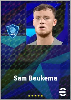 Sam Beukema eFootball 2026 player card, 76 OVR CB