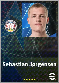 Sebastian Jørgensen eFootball 2026 player card, 67 OVR RMF