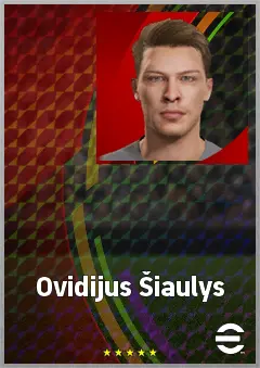 Ovidijus Šiaulys eFootball 2026 player card, 65 OVR GK