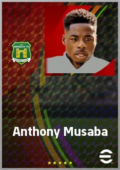 Anthony Musaba eFootball 2026 player card, 72 OVR RWF
