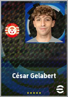 César Gelabert eFootball 2026 player card, 73 OVR AMF