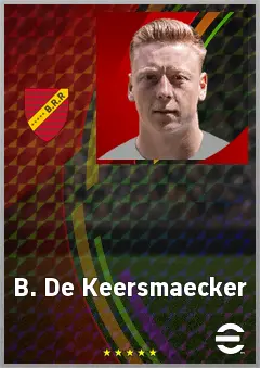 B. De Keersmaecker eFootball 2026 player card, 71 OVR CMF