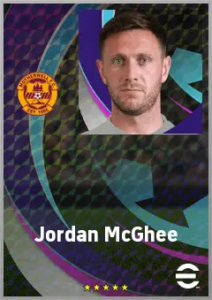 Jordan McGhee eFootball 2026 player card, 69 OVR RB