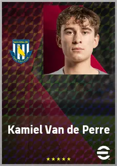 Kamiel Van de Perre eFootball 2026 player card, 68 OVR DMF