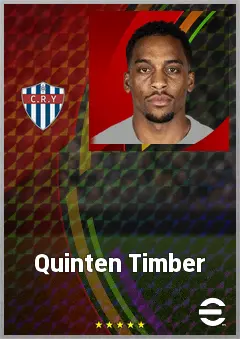 Quinten Timber eFootball 2026 player card, 75 OVR CMF