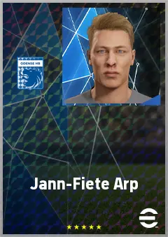 Jann-Fiete Arp eFootball 2026 player card, 69 OVR CF