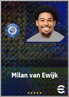Milan van Ewijk eFootball 2026 player card, 73 OVR RB