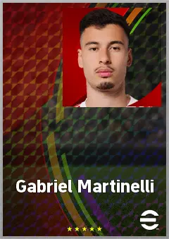 Gabriel Martinelli eFootball 2026 player card, 77 OVR LWF