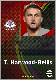 T. Harwood-Bellis eFootball 2026 player card, 73 OVR CB