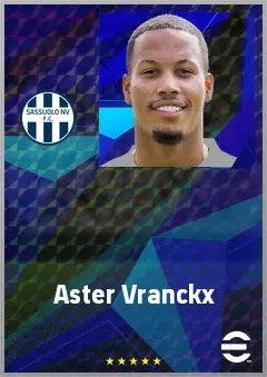 Aster Vranckx eFootball 2026 player card, 72 OVR CMF