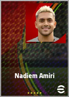 Nadiem Amiri eFootball 2026 player card, 77 OVR CMF