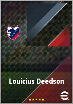 Louicius Deedson eFootball 2026 player card, 70 OVR RWF