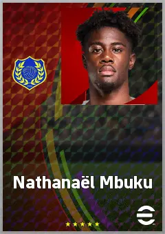 Nathanaël Mbuku eFootball 2026 player card, 71 OVR RMF