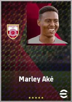 Marley Aké eFootball 2026 player card, 70 OVR LMF