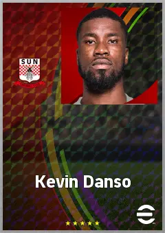 Kevin Danso eFootball 2026 player card, 77 OVR CB