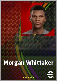 Morgan Whittaker eFootball 2026 player card, 72 OVR RWF