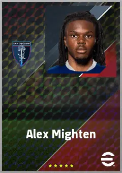 Alex Mighten eFootball 2026 player card, 69 OVR LWF