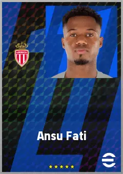Ansu Fati eFootball 2026 player card, 75 OVR LWF