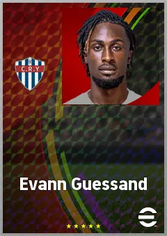 Evann Guessand eFootball 2026 player card, 75 OVR RWF