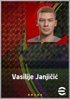 Vasilije Janjičić eFootball 2026 player card, 66 OVR CMF