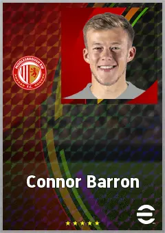 Connor Barron eFootball 2026 player card, 72 OVR CMF