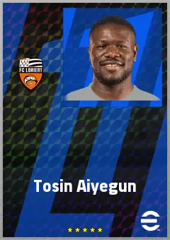 Tosin Aiyegun eFootball 2026 player card, 71 OVR CF