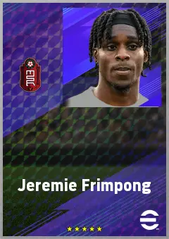 Jeremie Frimpong eFootball 2026 player card, 77 OVR RB