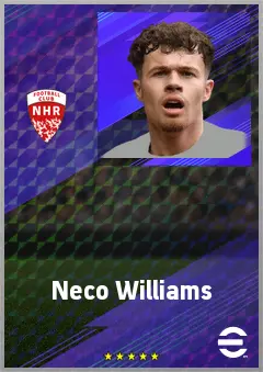 Neco Williams eFootball 2026 player card, 75 OVR LB