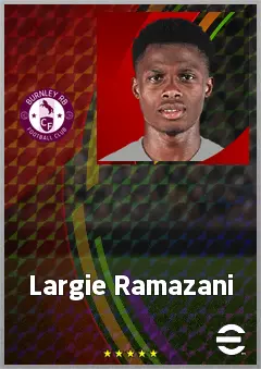 Largie Ramazani eFootball 2026 player card, 72 OVR LWF