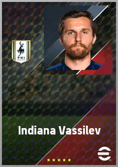 Indiana Vassilev eFootball 2026 player card, 72 OVR AMF